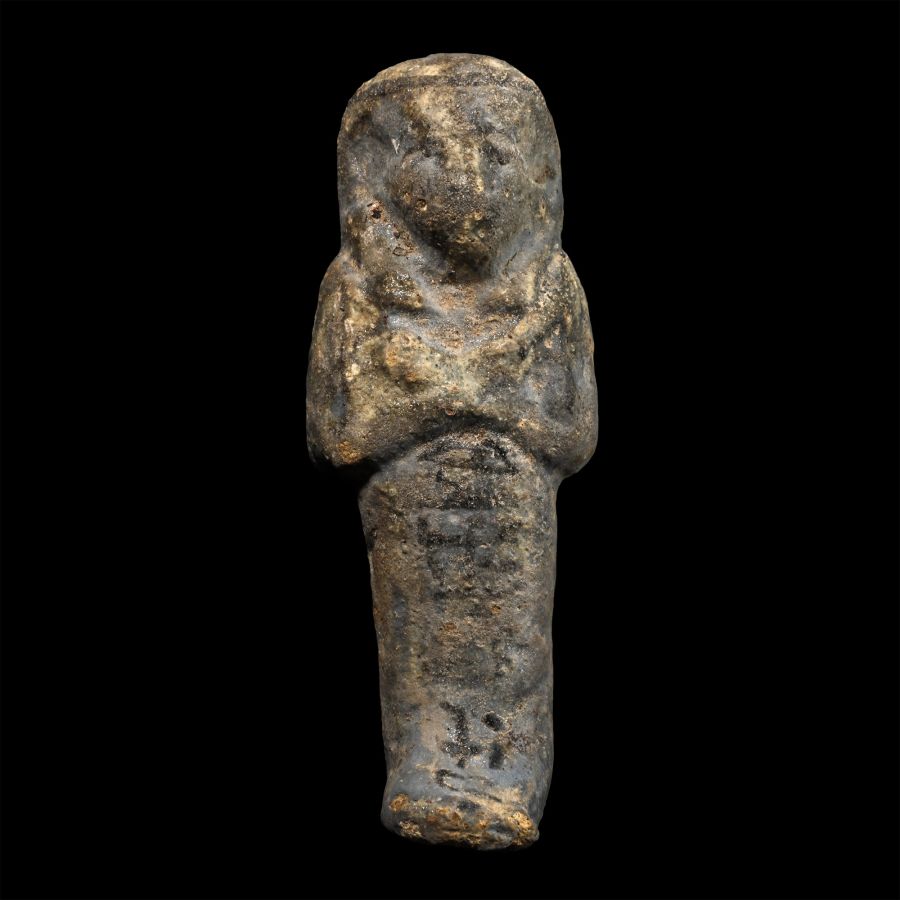 Egyptian Grey-Blue Faience Heiroglyphic Shabti