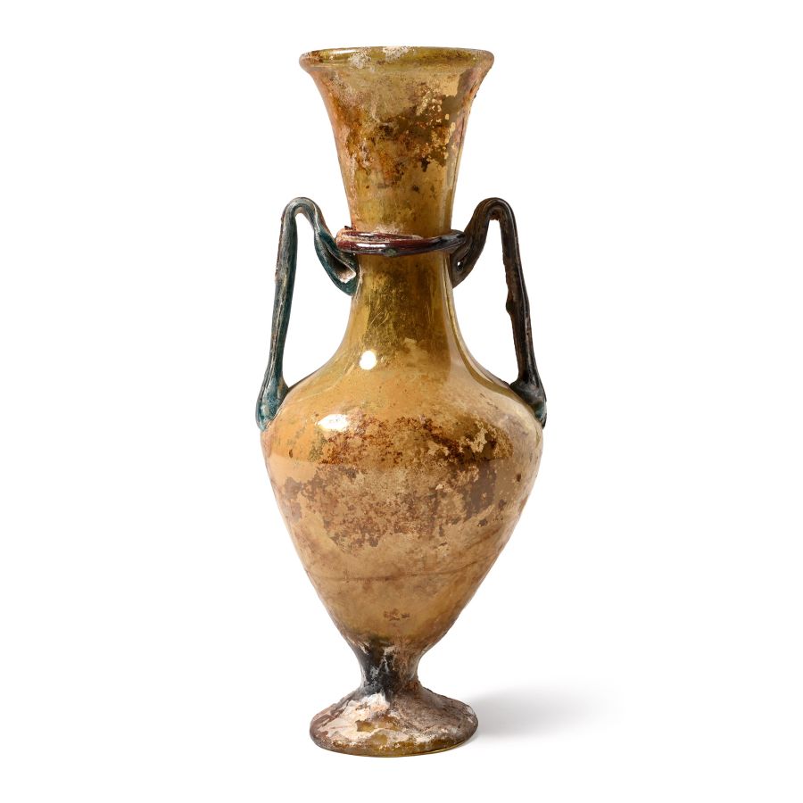 Roman Amber-Coloured Glass Footed Amphora