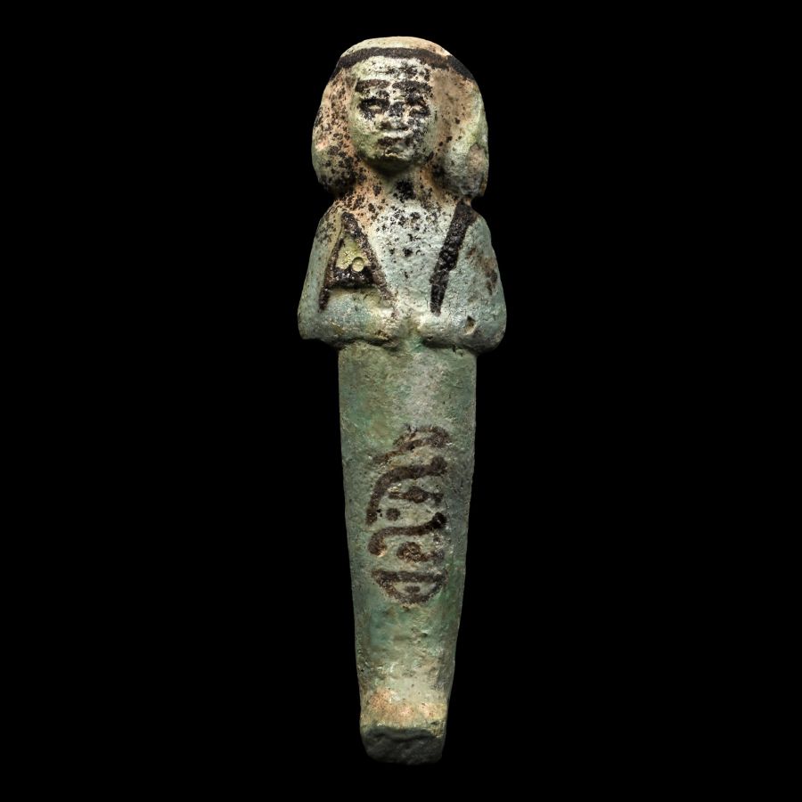 Egyptian Pale Blue Glazed Hieroglyphic Shabti