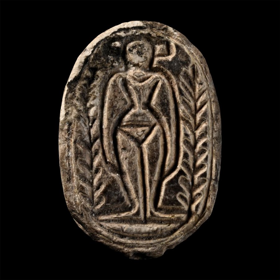 Egyptian Steatite Scarab with Nude Figure