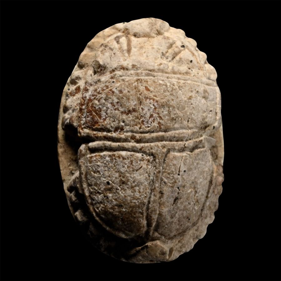 Egyptian Steatite Scarab with Hieroglyphs