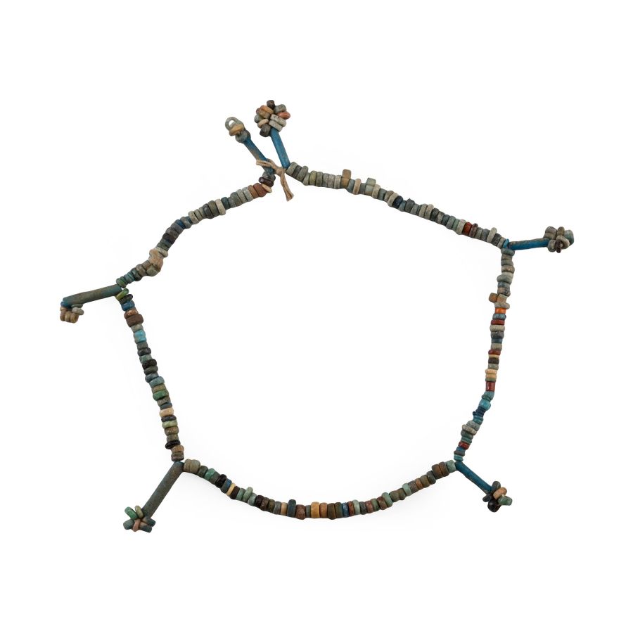 Egyptian Faience Mummy Bead Bracelet with Drops