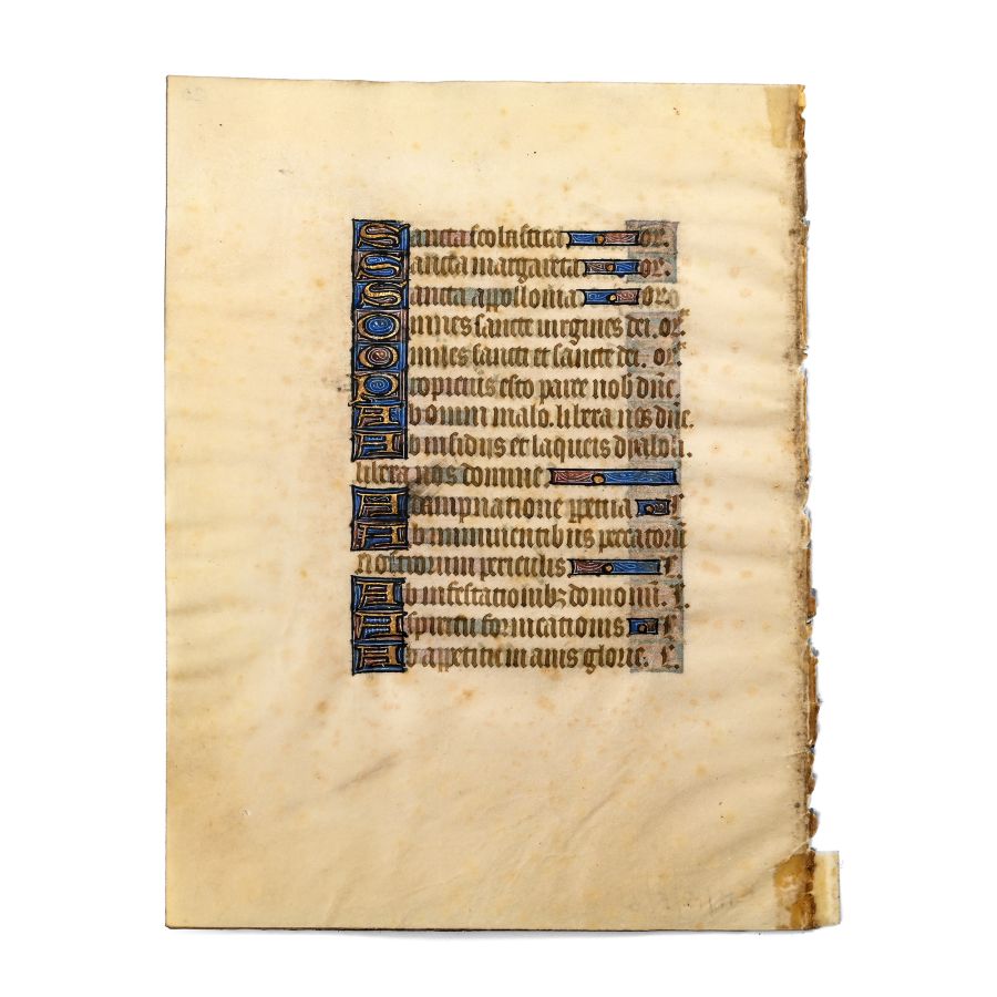 Medieval Bifacial Illuminated Book of Hours Vellum Manuscript Page