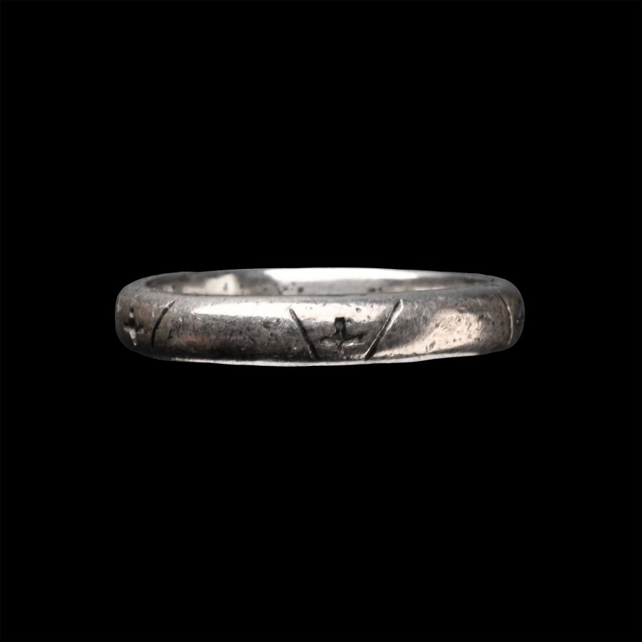 Post Medieval Silver Ring with Five Crosses