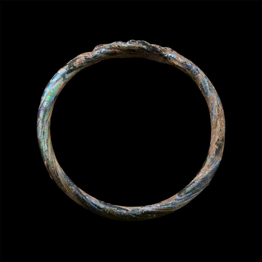 Late Roman Iridescent Twisted Yellow Glass Bracelet