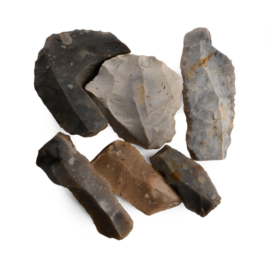 British Stone Age Knapped Flint Blades and Scrapers from Dialstone