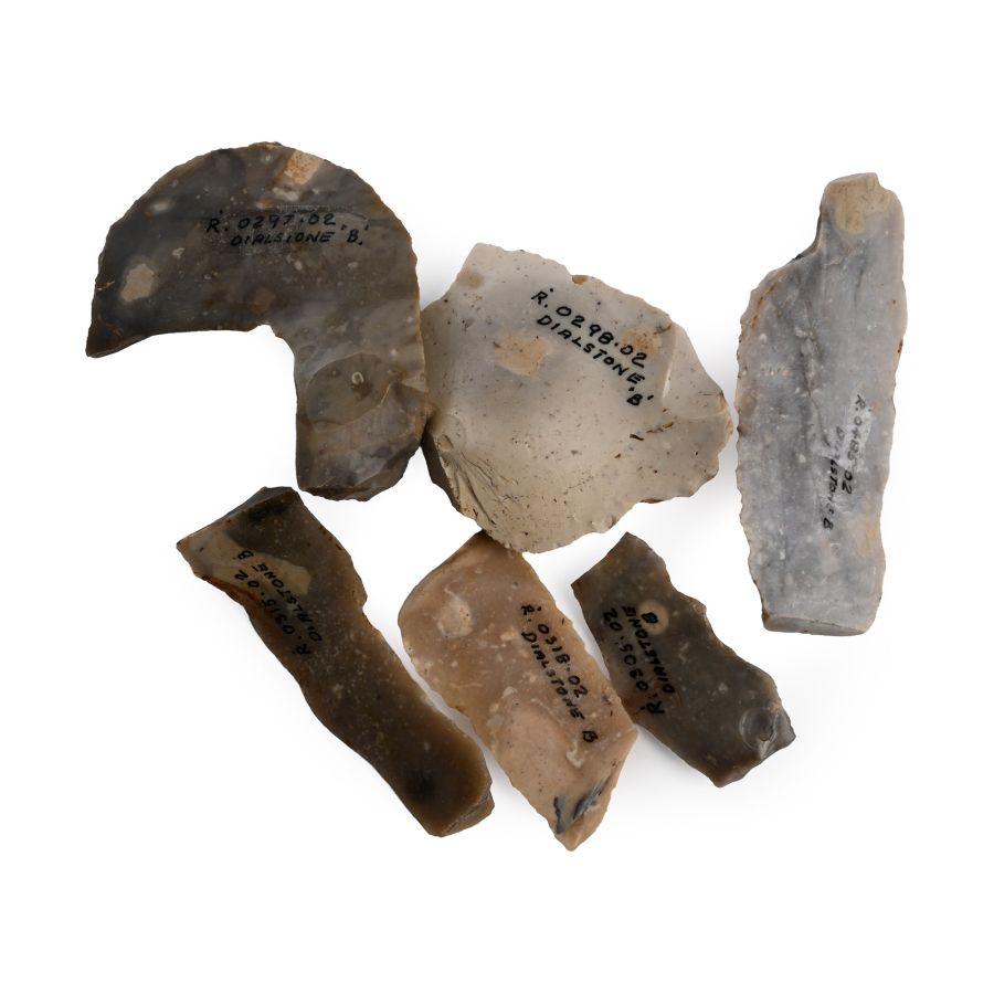 British Stone Age Knapped Flint Blades and Scrapers from Dialstone