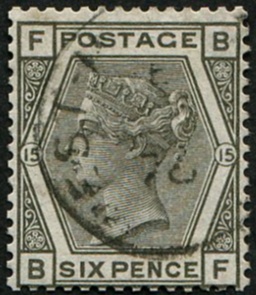 6d SG 146, Pl.15 'DEEP GREY' VFU