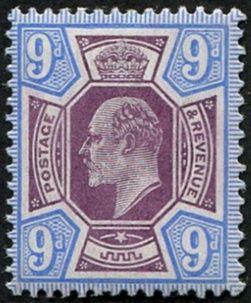9d SG 250a VARIETY, (OCP) 'DULL PURPLE & ULTRAMARINE' U/M