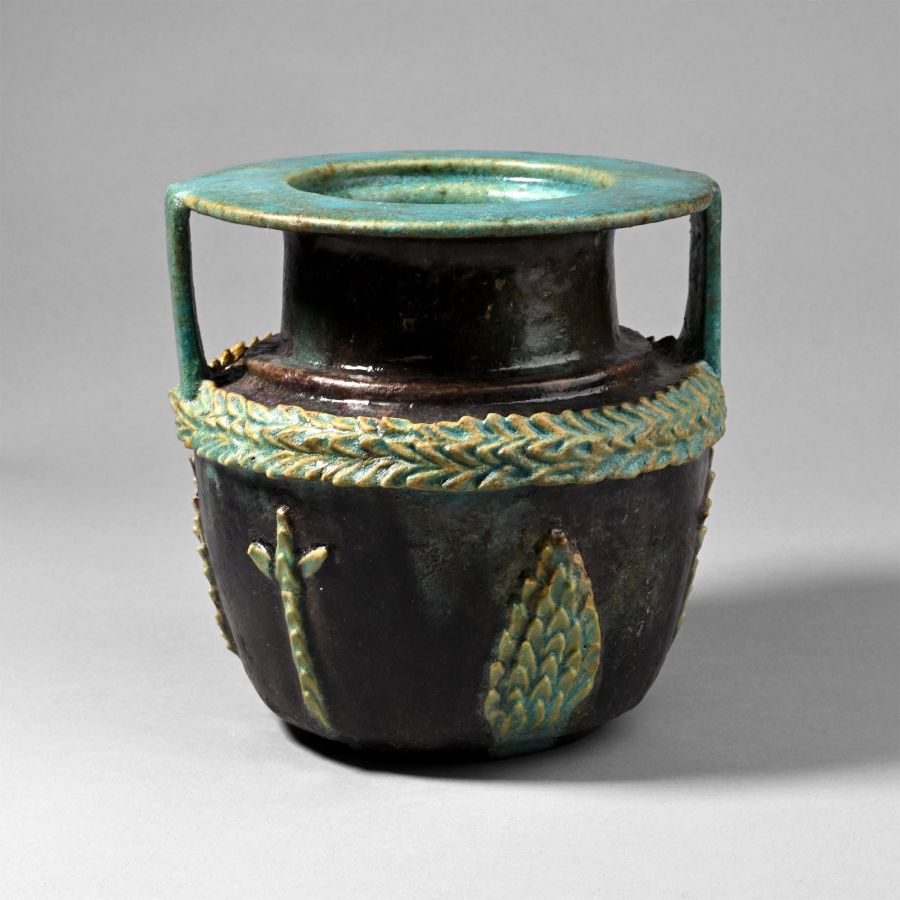 Egyptian Turquoise and Cobalt Blue Faience Amphora