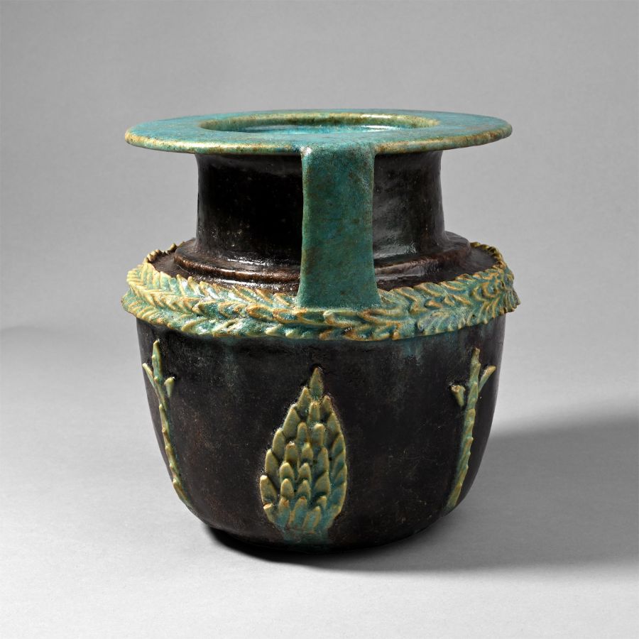 Egyptian Turquoise and Cobalt Blue Faience Amphora