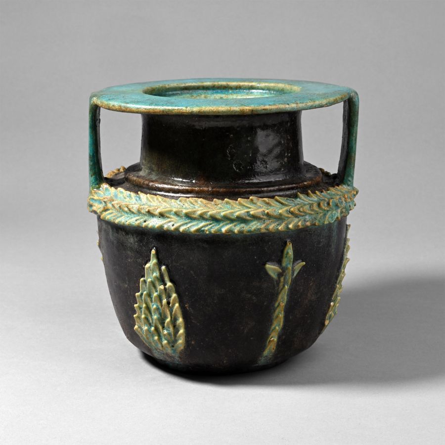 Egyptian Turquoise and Cobalt Blue Faience Amphora