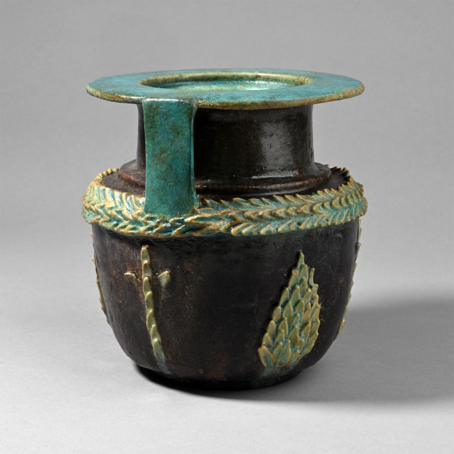 Egyptian Turquoise and Cobalt Blue Faience Amphora