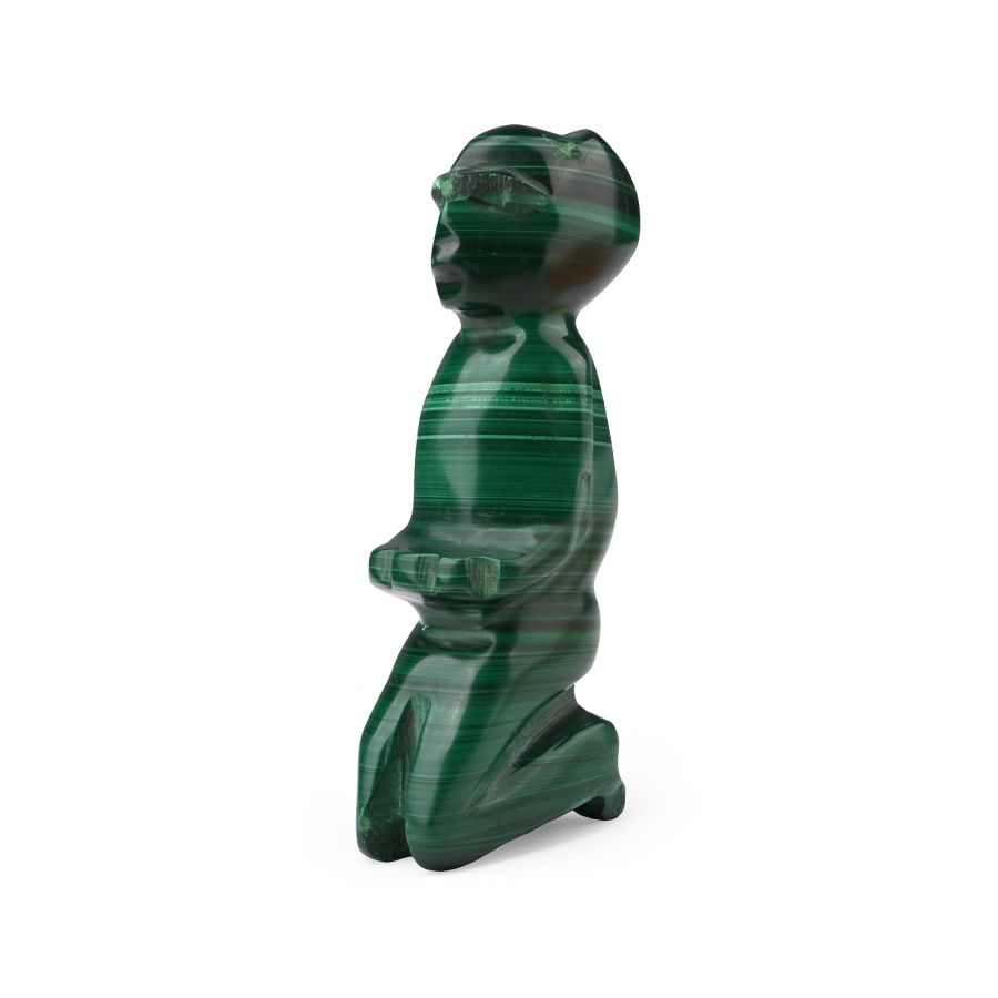 Carved and Polished Malachite Kneeling Figure