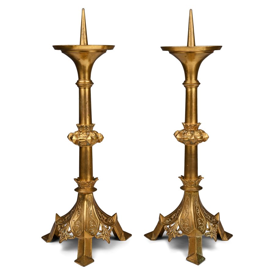 Large Brass Altar Candlestick Pair