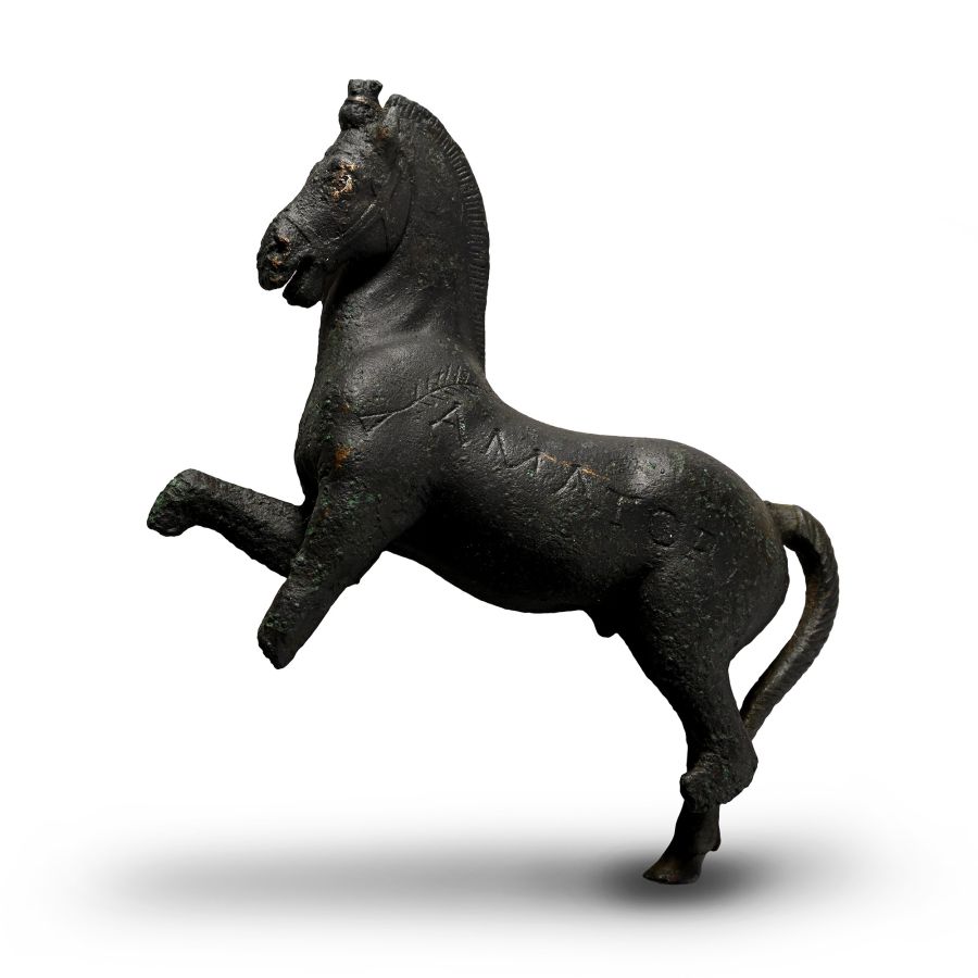 Large Roman 'AMATOR' Bronze Prancing Horse Statue