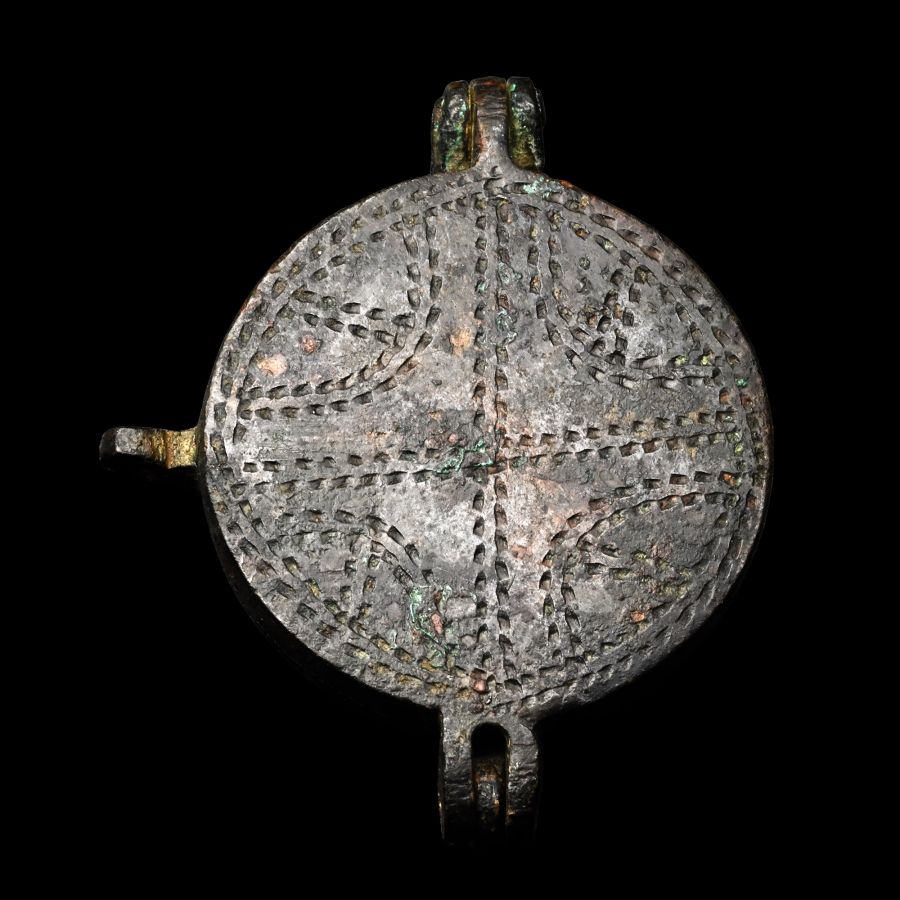 Medieval Bronze Pocket Mirror Case with Mirror