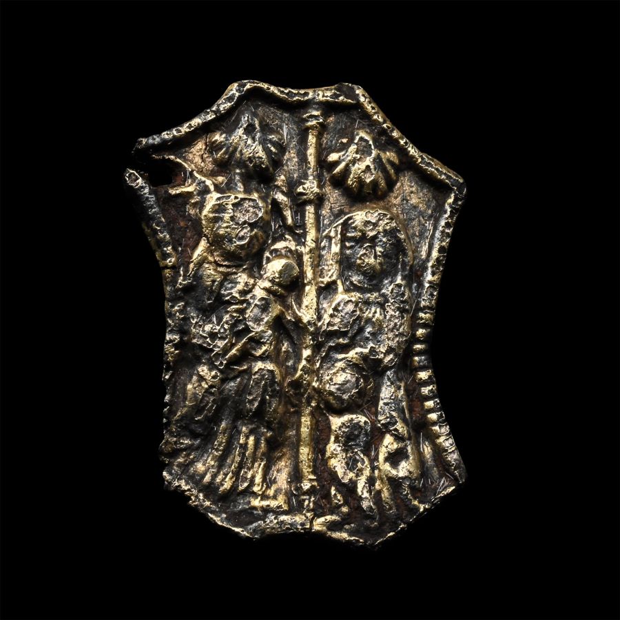 Medieval Silver-Gilt Pilgrim's Badge with Saints
