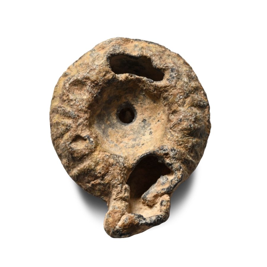 Roman Miniature Lead Votive Oil Lamp