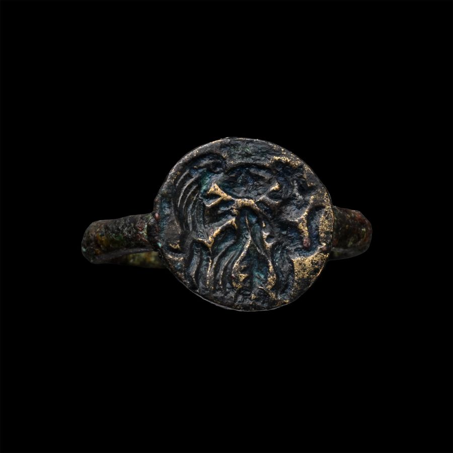Greek Bronze Ring with Animals