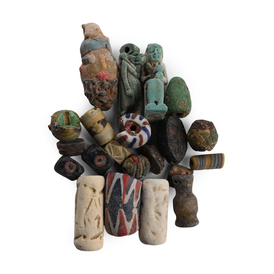 Egyptian Faience and Glass Bead and Amulet Collection