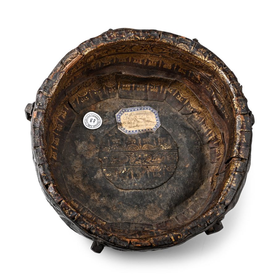 Medieval Part of a Circular Box with Embossed Leather