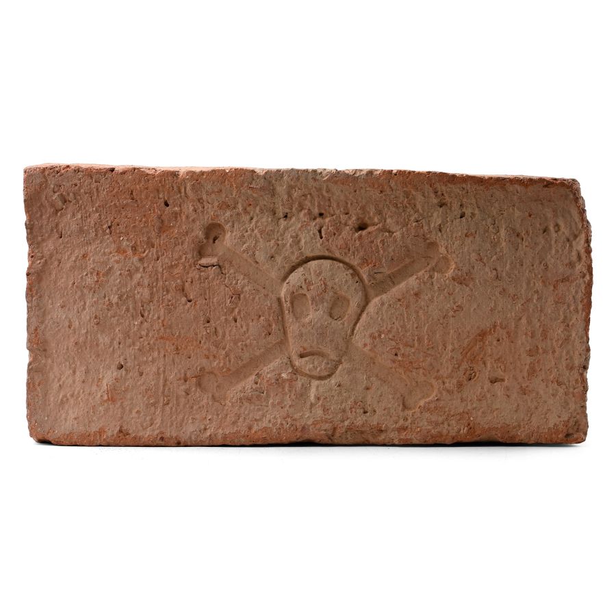 Medieval Terracotta Brick with Skull
