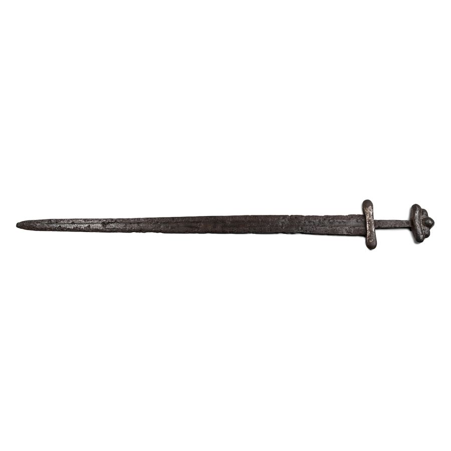 Viking Iron Sword with Silver-Inlaid Hilt