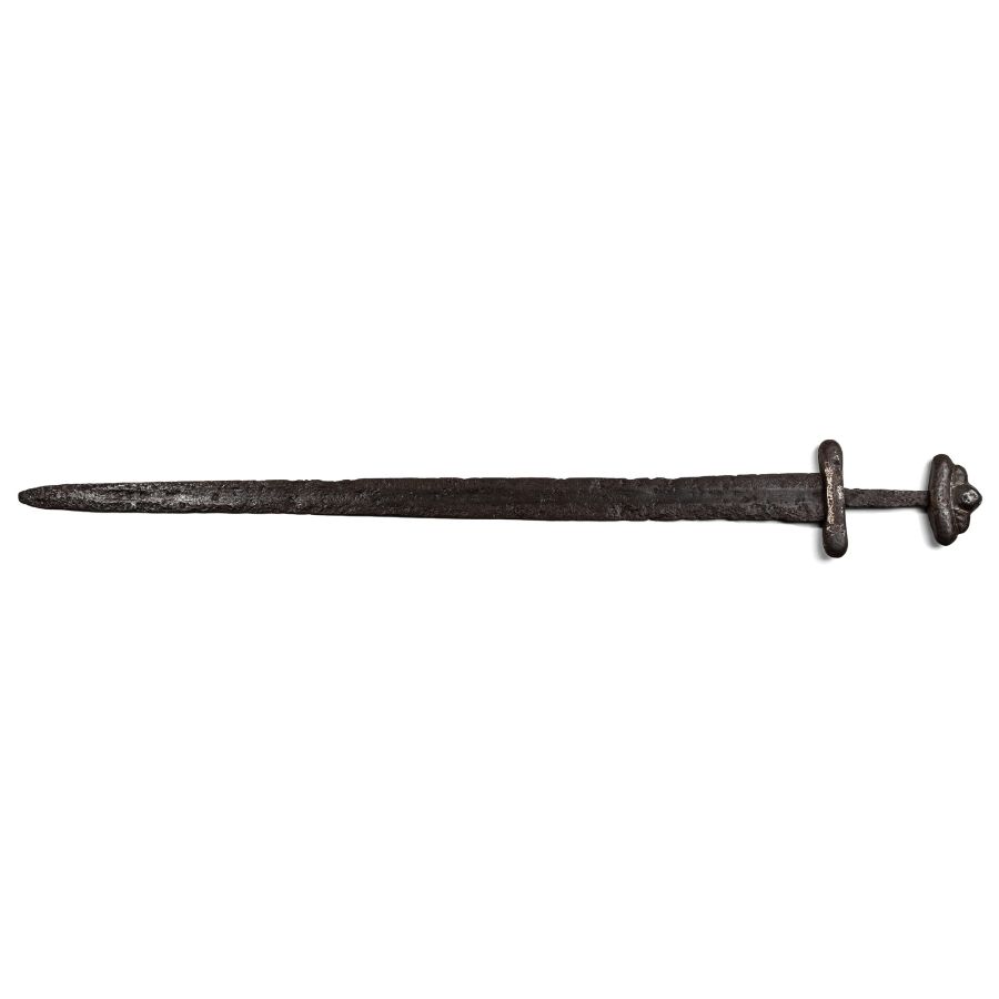 Viking Iron Sword with Silver-Inlaid Hilt