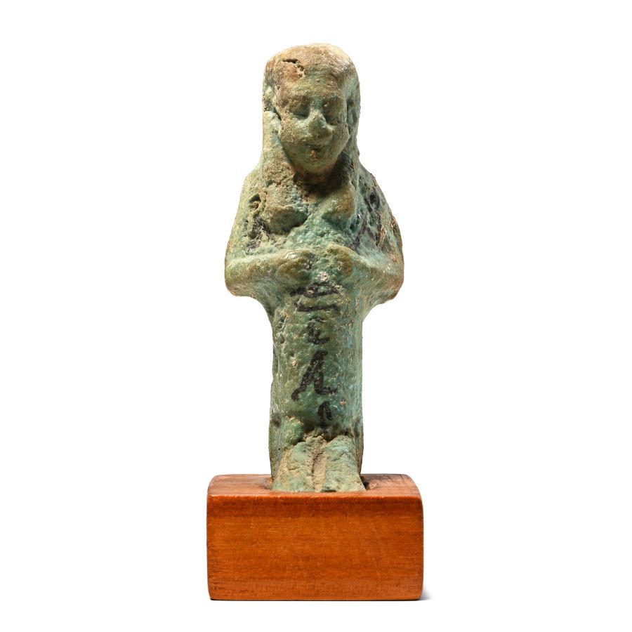 Egyptian Green Glazed Faience Shabti of the Osiris Hori