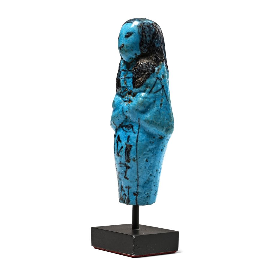 Egyptian Bright Blue Glazed Faience Shabti of Wennefer
