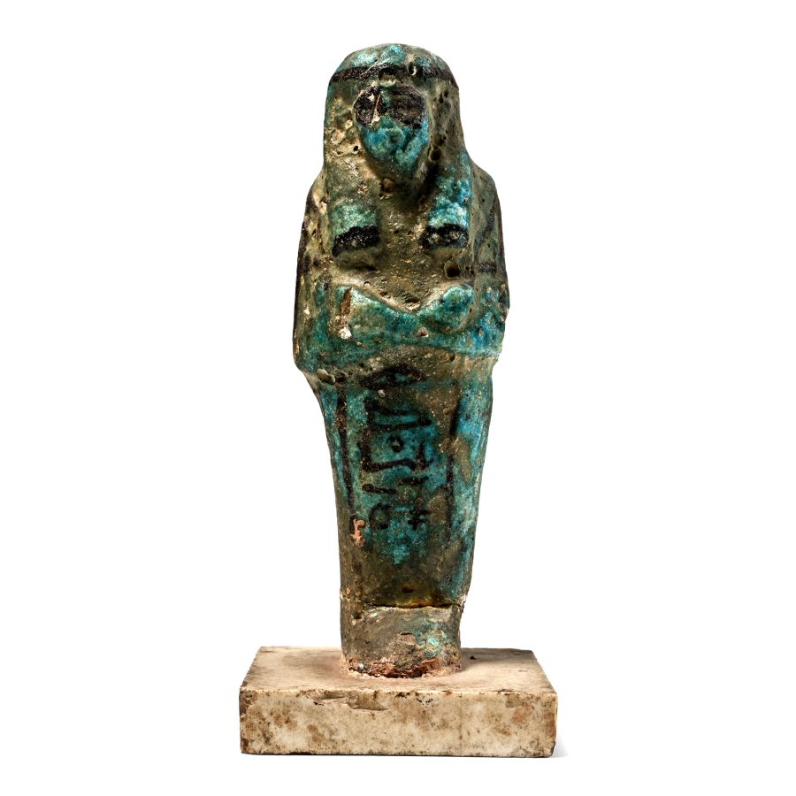 Egyptian Blue Glazed Faience Shabti of the Osiris Pedi-Khonsu