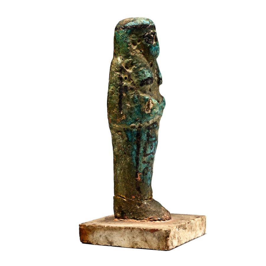 Egyptian Blue Glazed Faience Shabti of the Osiris Pedi-Khonsu