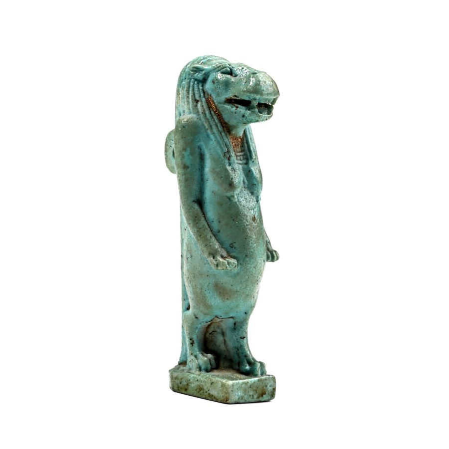 Egyptian Turquoise Blue Glazed Faience Amulet of Taweret