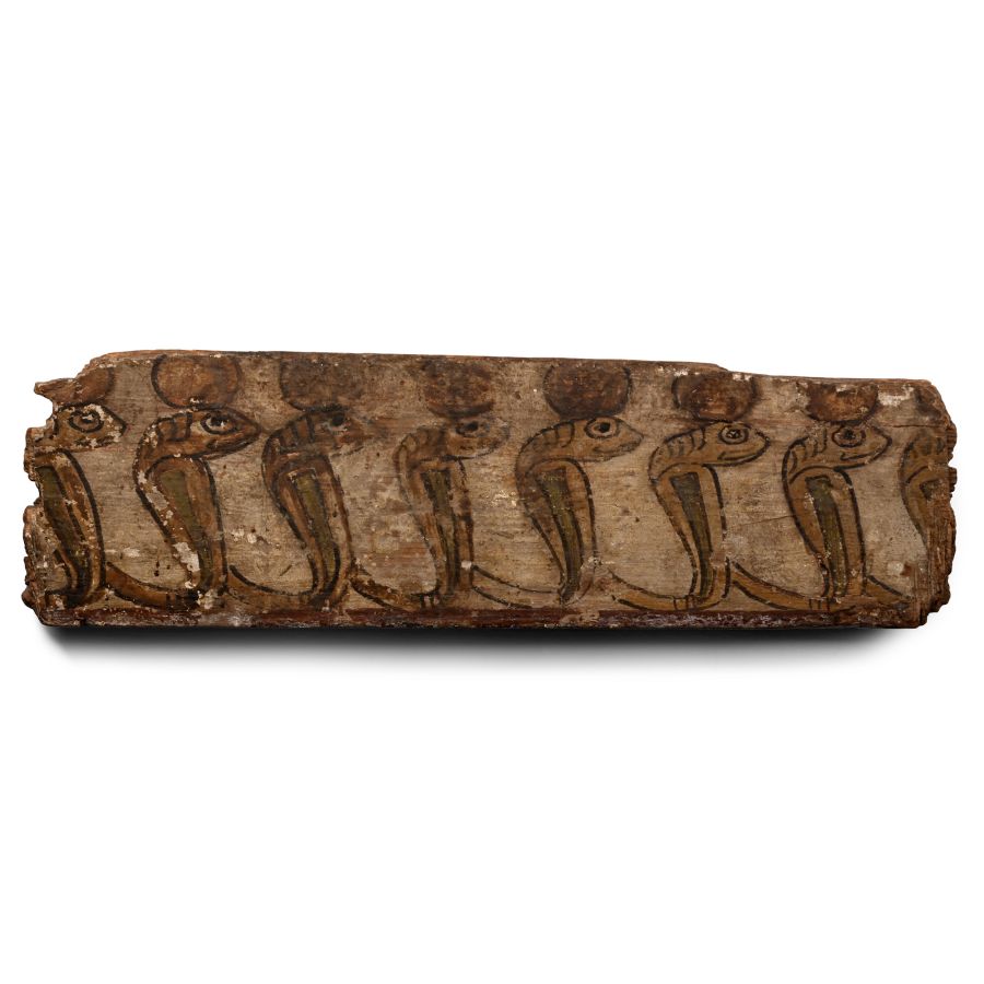 Egyptian Canopic Chest Fragment with Cobras