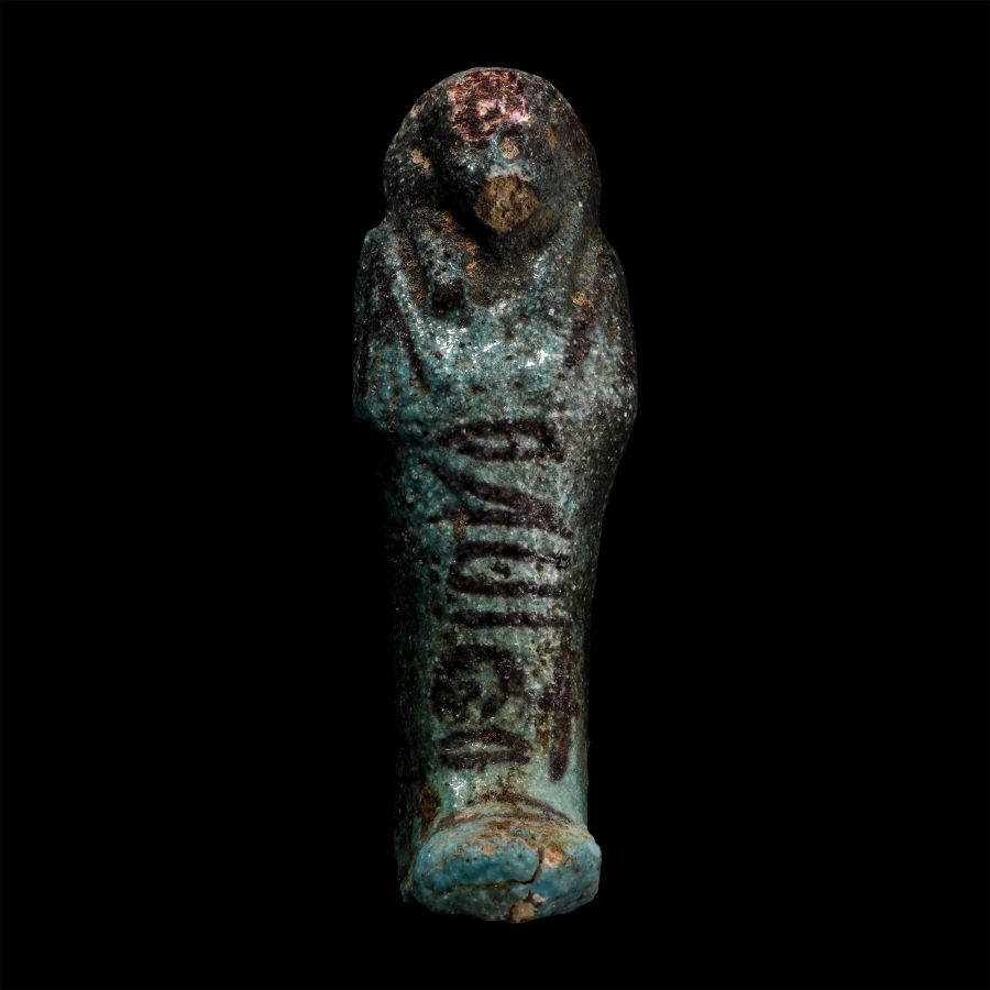 Egyptian Turquoise Blue Glazed Faience Shabti Ten-ankhet