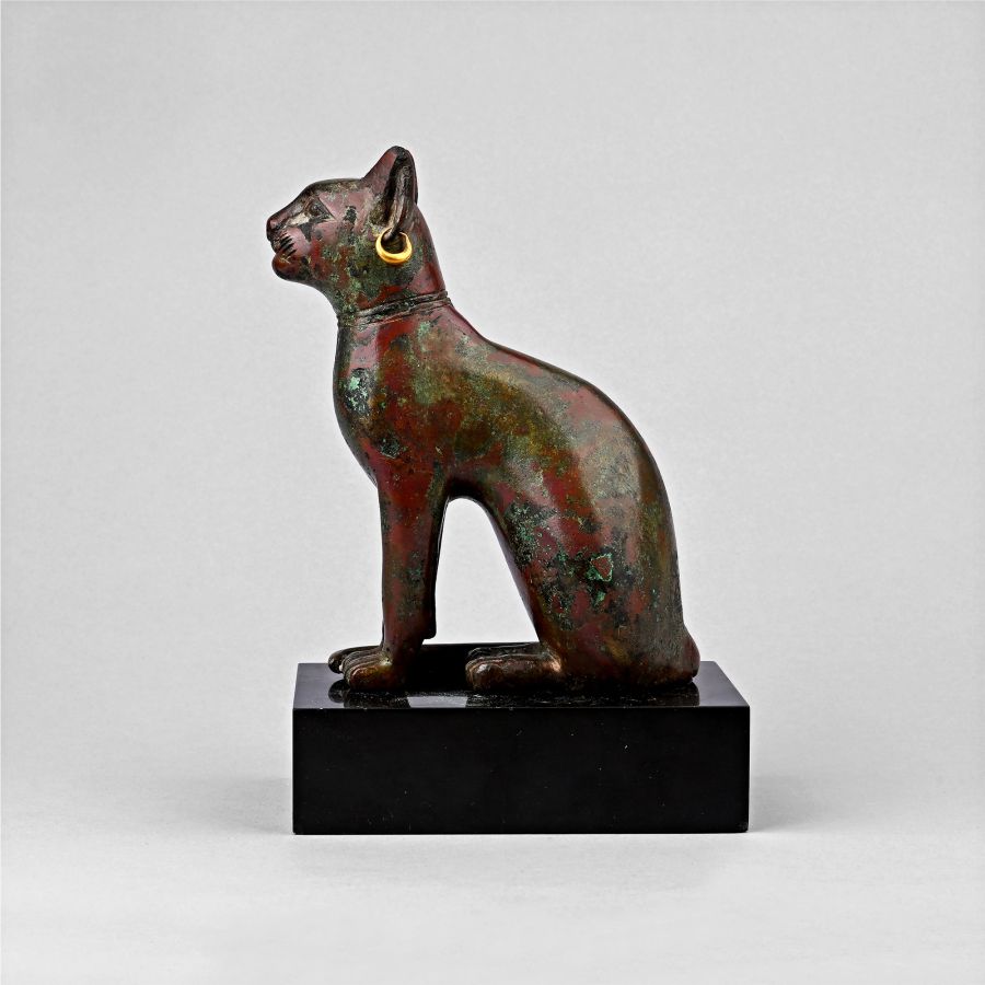 'The Clayton' Large Egyptian Bronze Seated Cat Statue of the Goddess Bastet