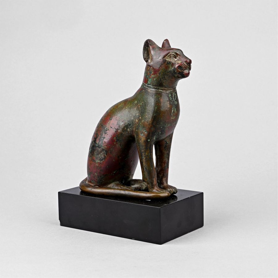 'The Clayton' Large Egyptian Bronze Seated Cat Statue of the Goddess Bastet