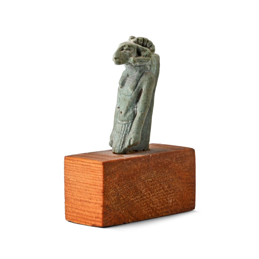 Egyptian Blue Glazed Faience Amulet of the God Khnum