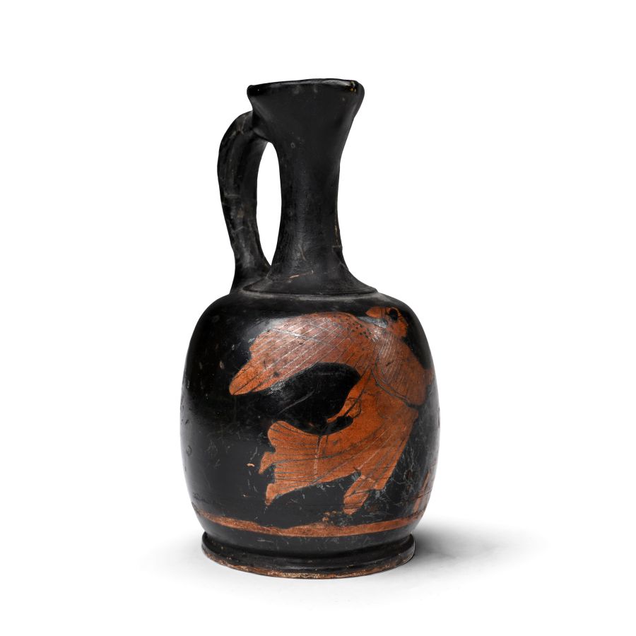 Greek Red Figure Ware Squat Lekythos with the Goddess Nike