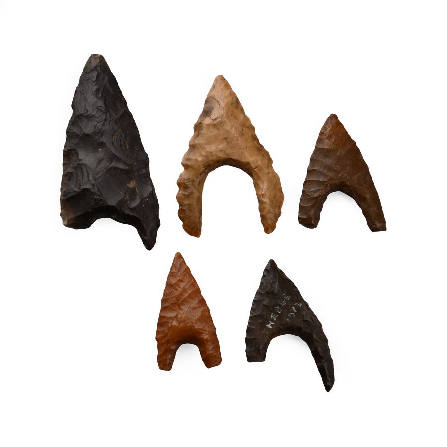 Egyptian Stone Age Knapped Arrowhead Group from Thebes