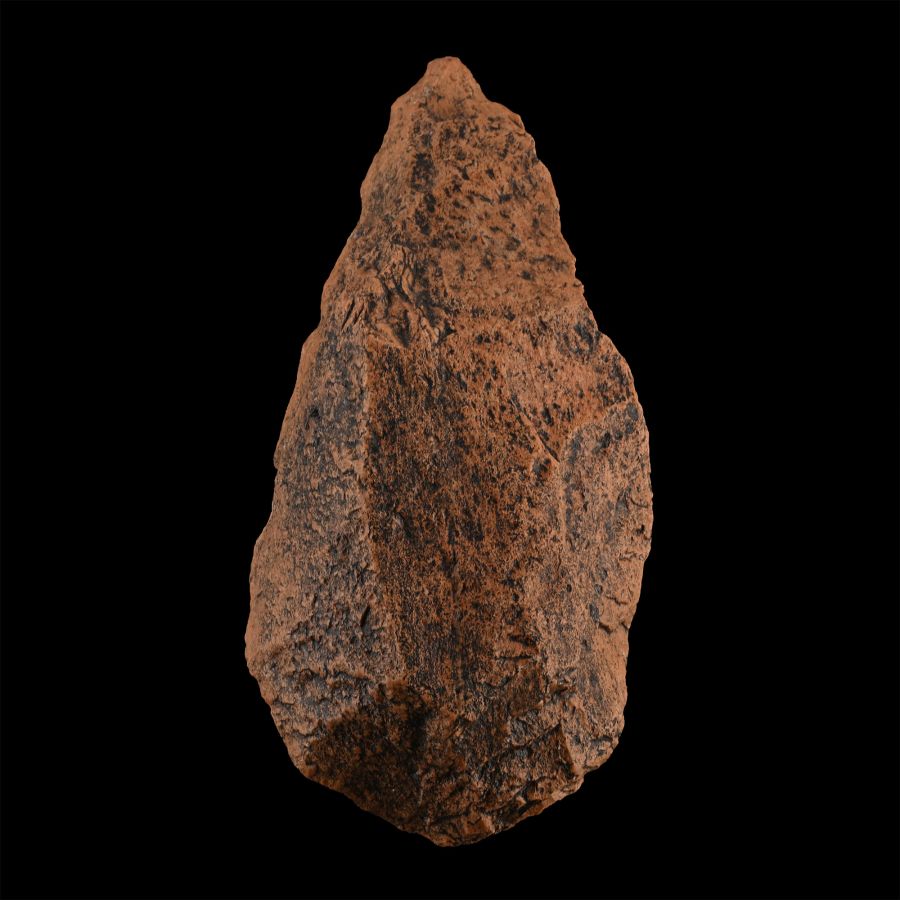 Large Stone Age Red Quatzite Homo Erectus Pointed Handaxe