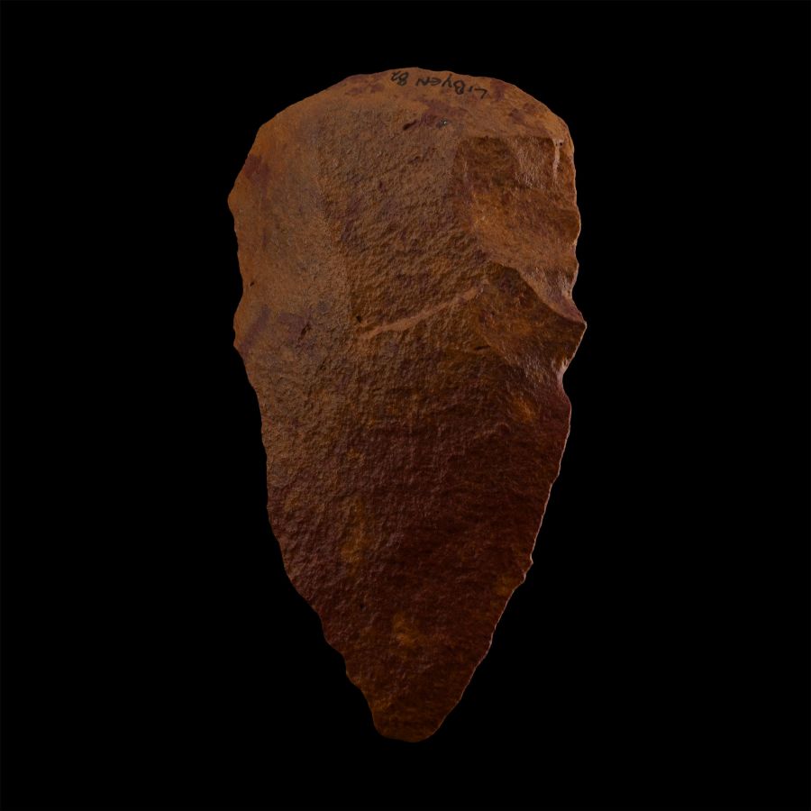 Large Stone Age Red Quatzite Pointed Handaxe