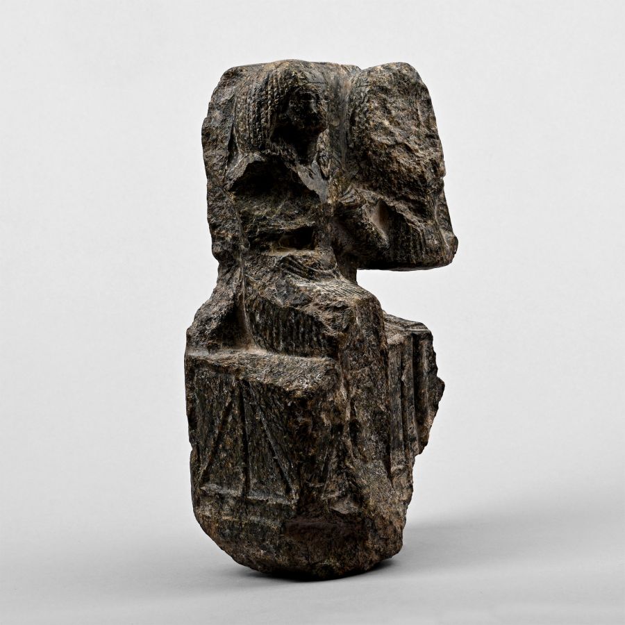 Egyptian Serpentine Statuette of a Seated Couple