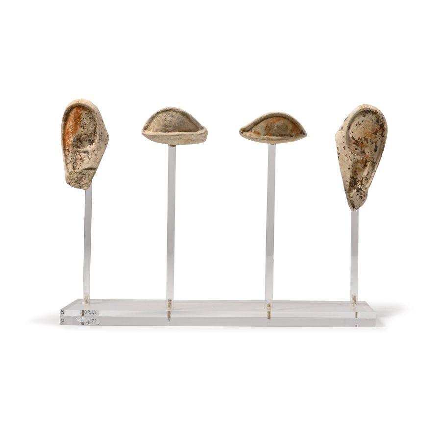Egyptian Limestone Pair of Eyes and Ears