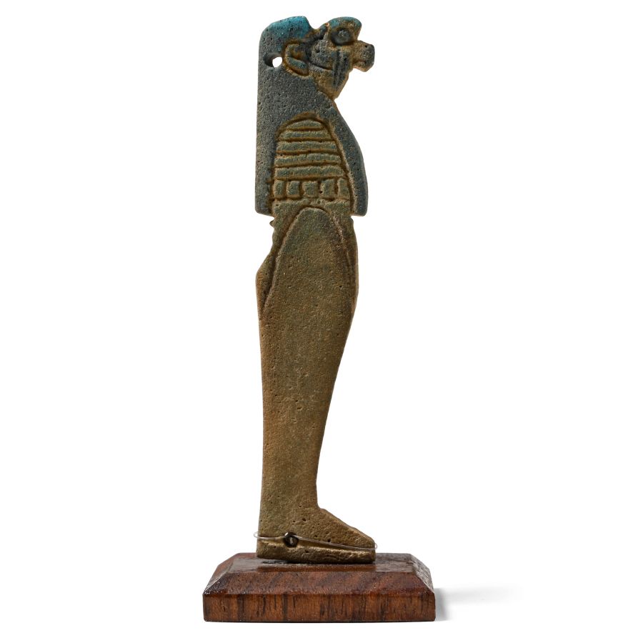 Egyptian Blue Glazed Faiance Qebehsenuef Appliqué