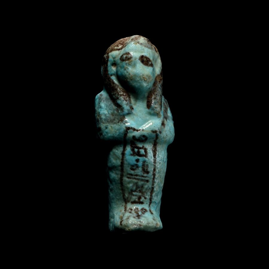 Egyptian Blue Glazed Shabti of Iset-em-khebit