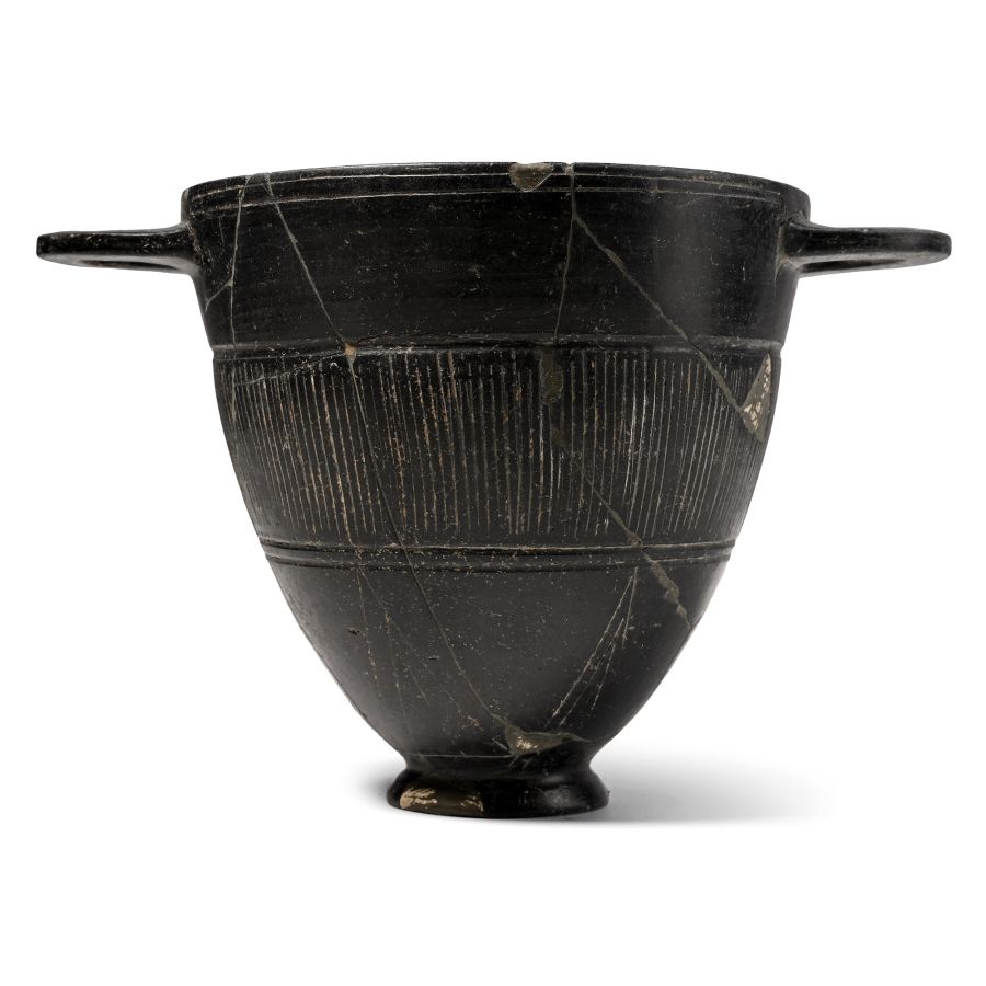 Etruscan Bucchero Terracotta Skyphos