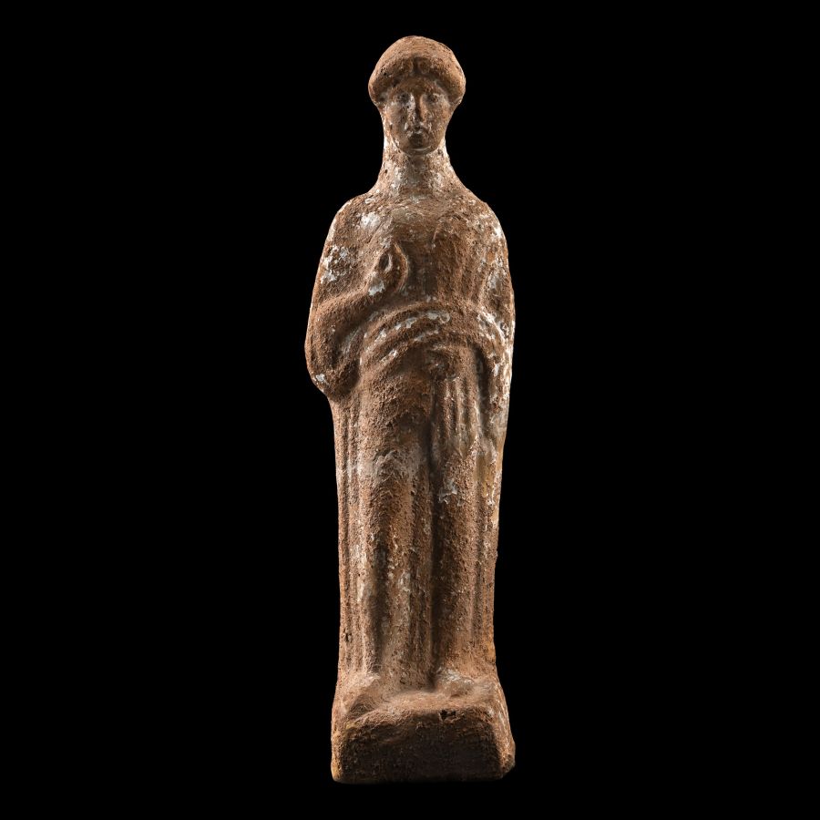 Greek Terracotta Statuette of a Kore