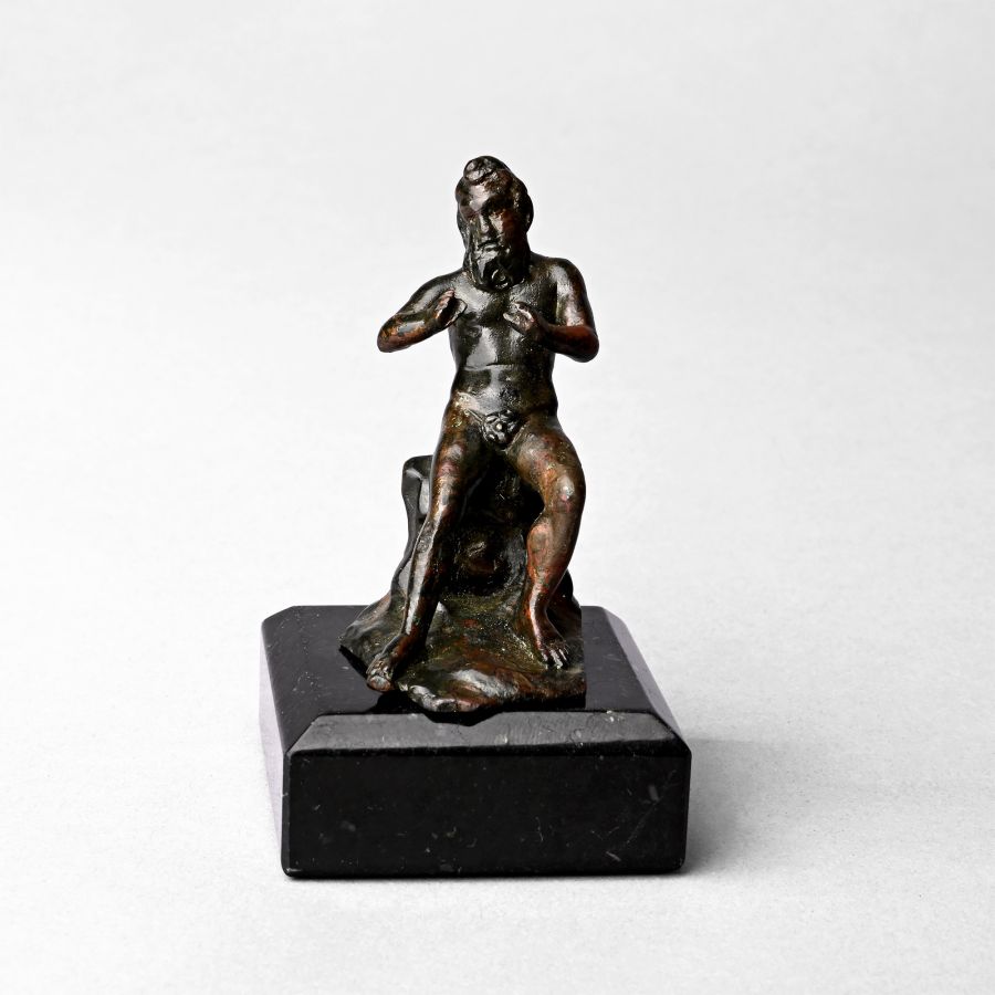Roman Bronze Statue of Satyr Playing an Aulos